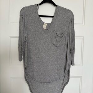Free People Gray V-Neck Tee